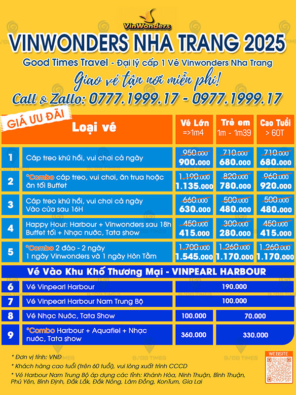 Giá Vé Vinpearl Vinwonders Nha Trang 2025